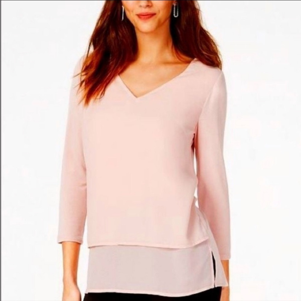 Pink Three Quarter Length Sleeve Small Michael Kors Top